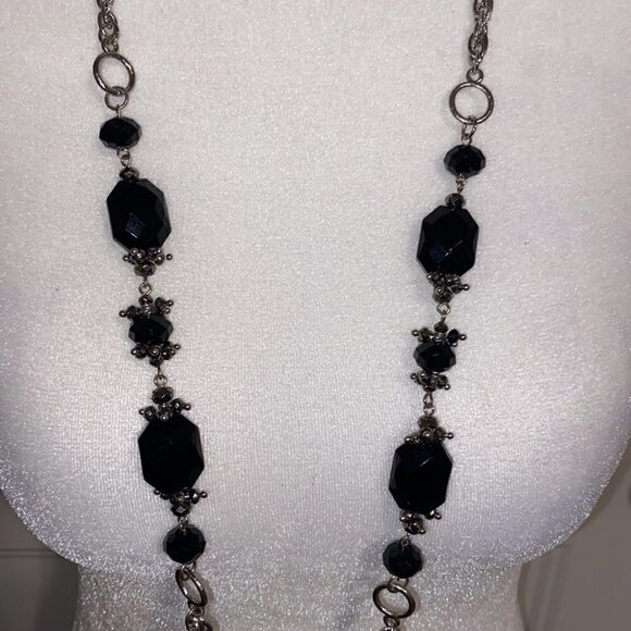 LONG Versatile Necklace Silver Tone - Picture 3 of 8